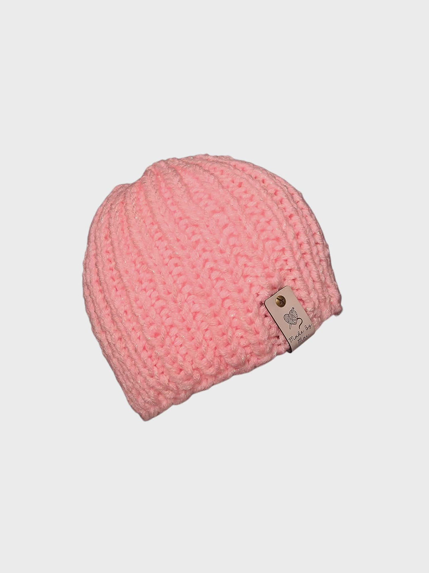 Sparkly Pink Brimless Chunky Beanie