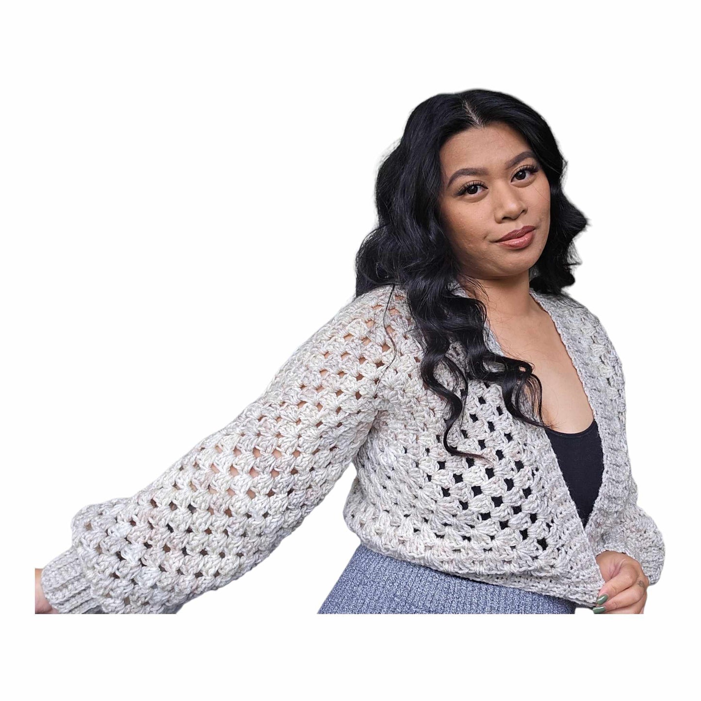 Moonbeam Cropped Hexagon Cardigan (Medium)