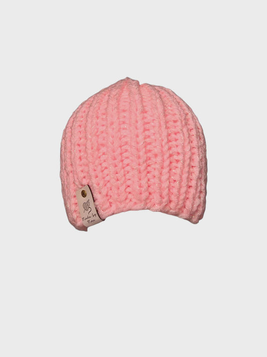 Sparkly Pink Brimless Chunky Beanie