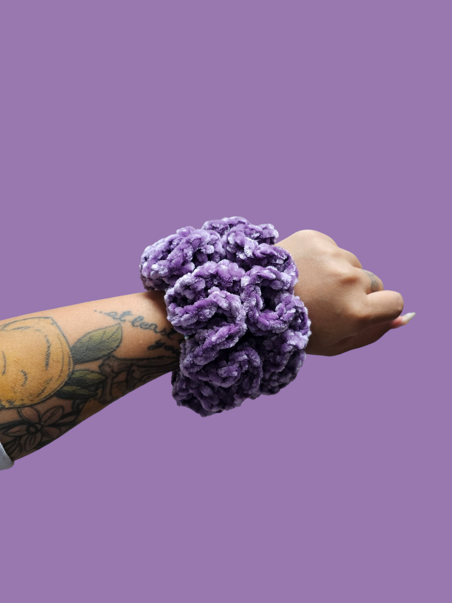 Grey Orchid Velvet Scrunchie