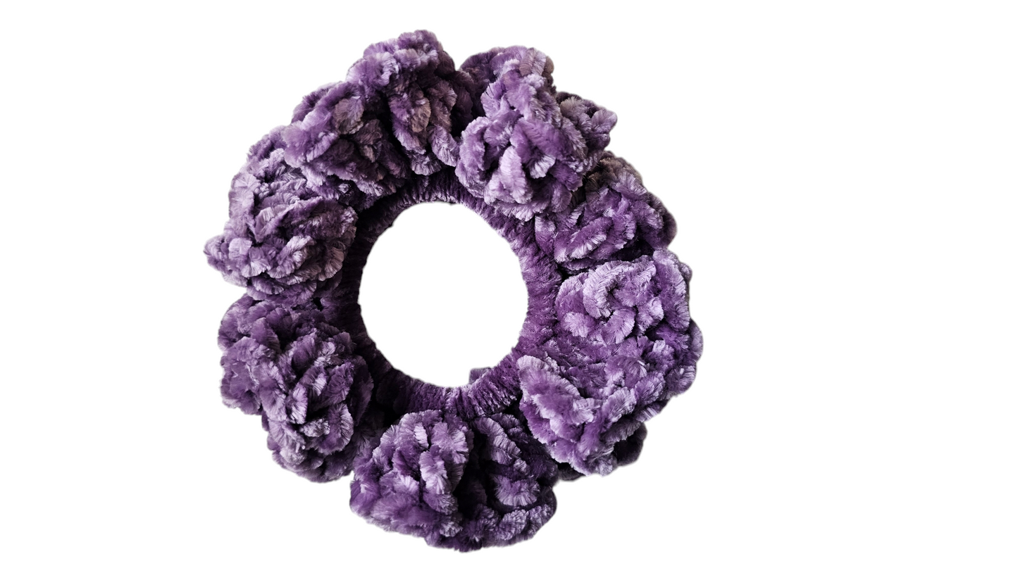 Grey Orchid Velvet Scrunchie