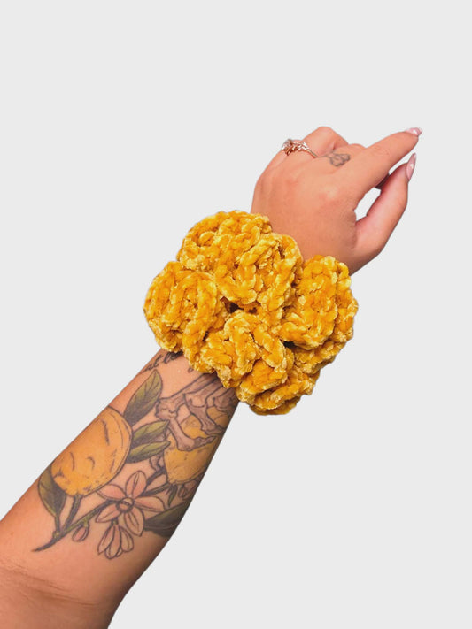 Golden Moss Velvet Scrunchie