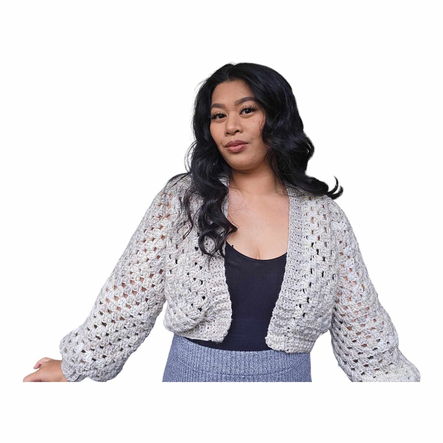 Moonbeam Cropped Hexagon Cardigan (Medium)