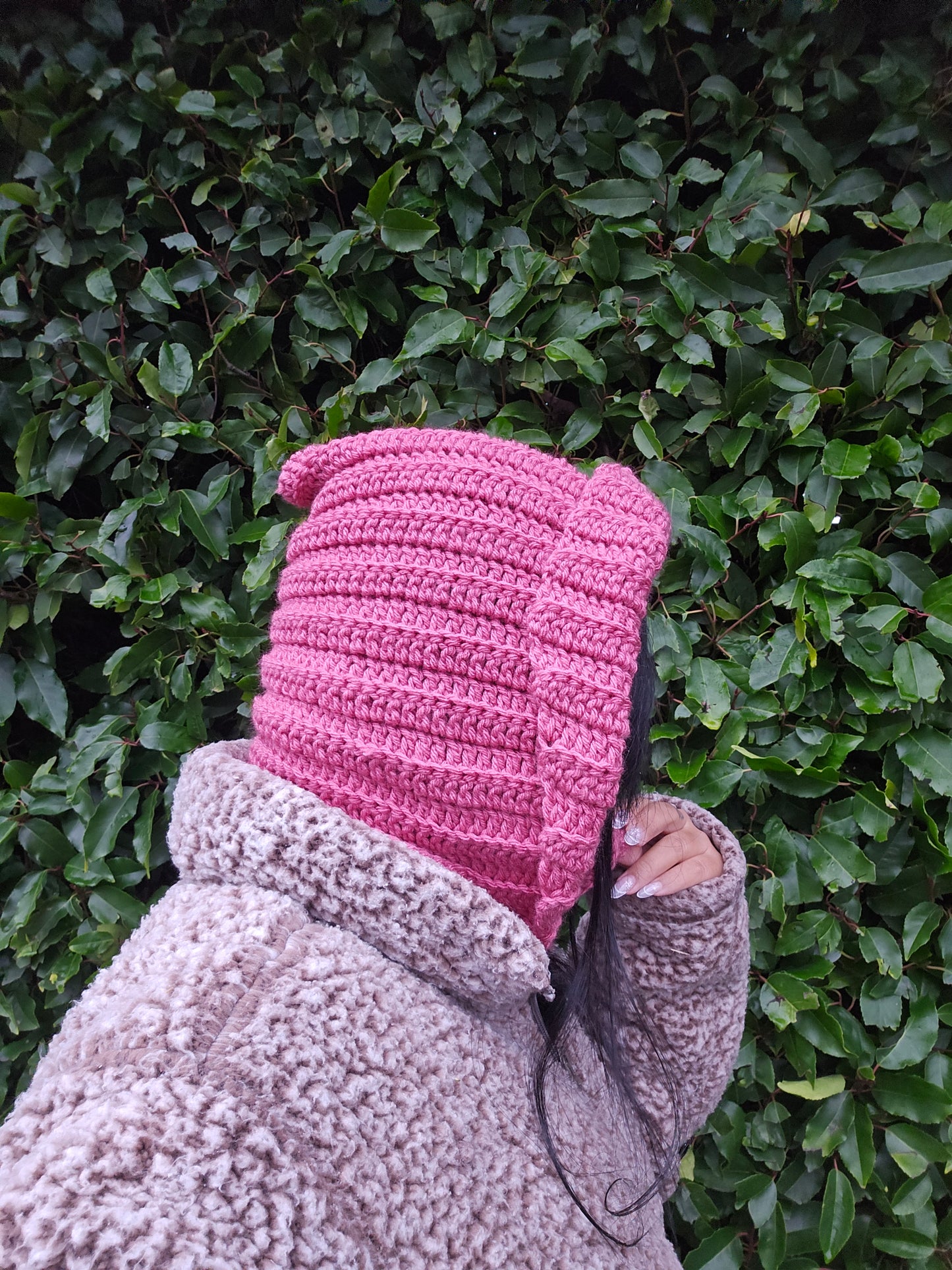 Rose Hooded Turtleneck