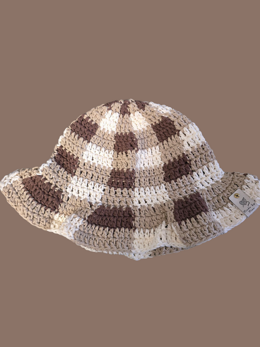 Coffee Gingham Bucket Hat