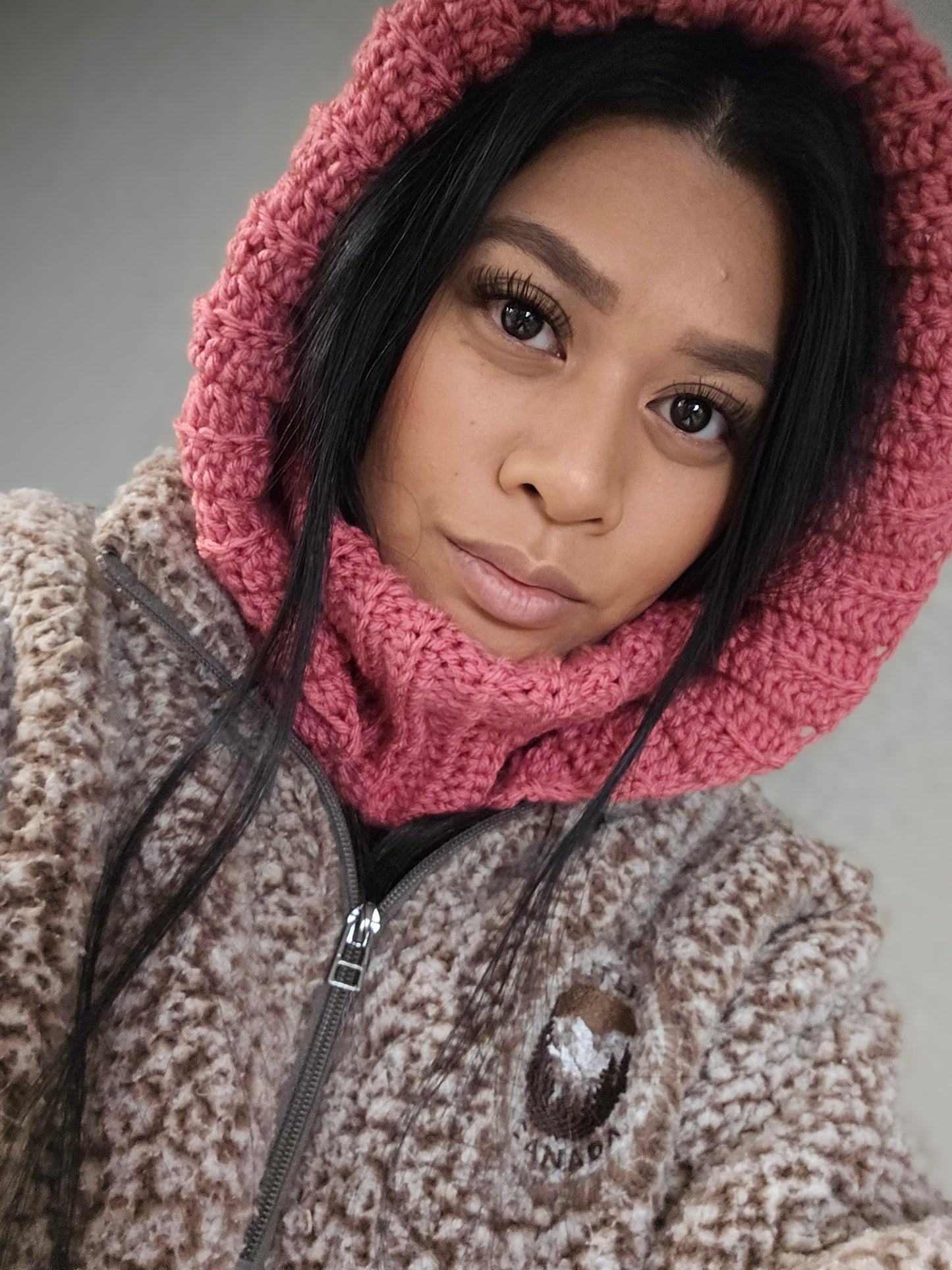 Rose Hooded Turtleneck